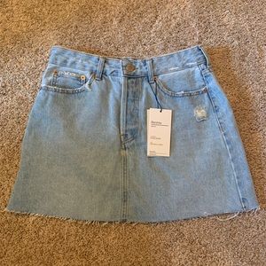 NWT Bershka Distressed Light Denim Skirt
